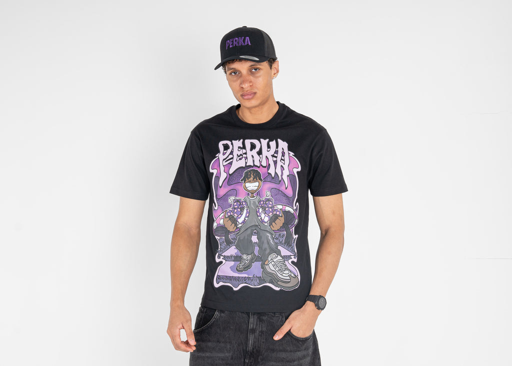 Black Mushroom Man Tee