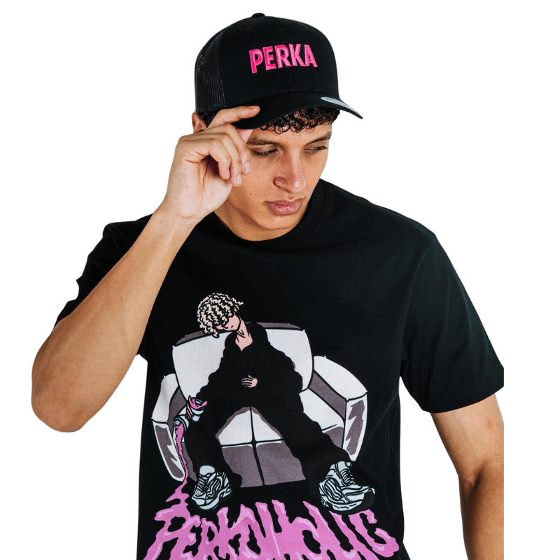 Black/Pink Perka Cap