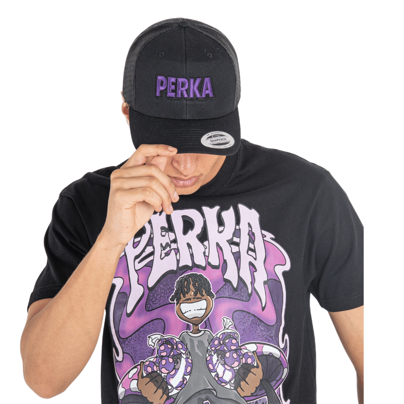 Black/Purple Perka Cap